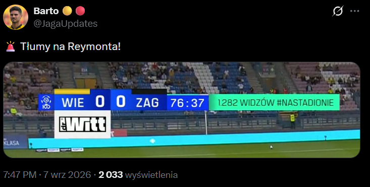 Oto FREKWENCJA na meczu Wieczysta Kraków - Zagłębie Lubin xD